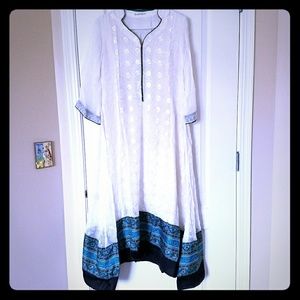 3 piece white & blue suit